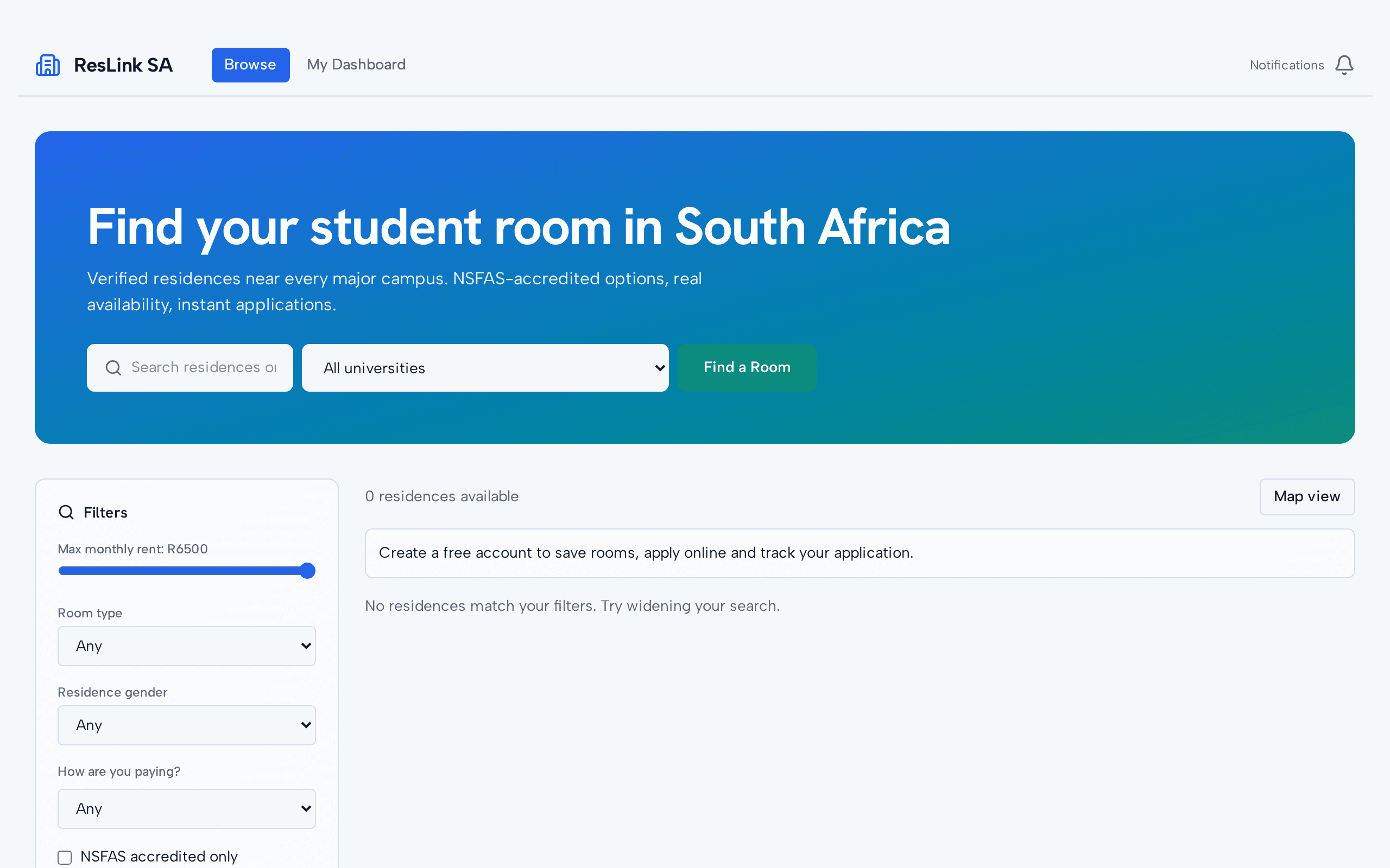 Screenshot of Student Accommodation Website Features