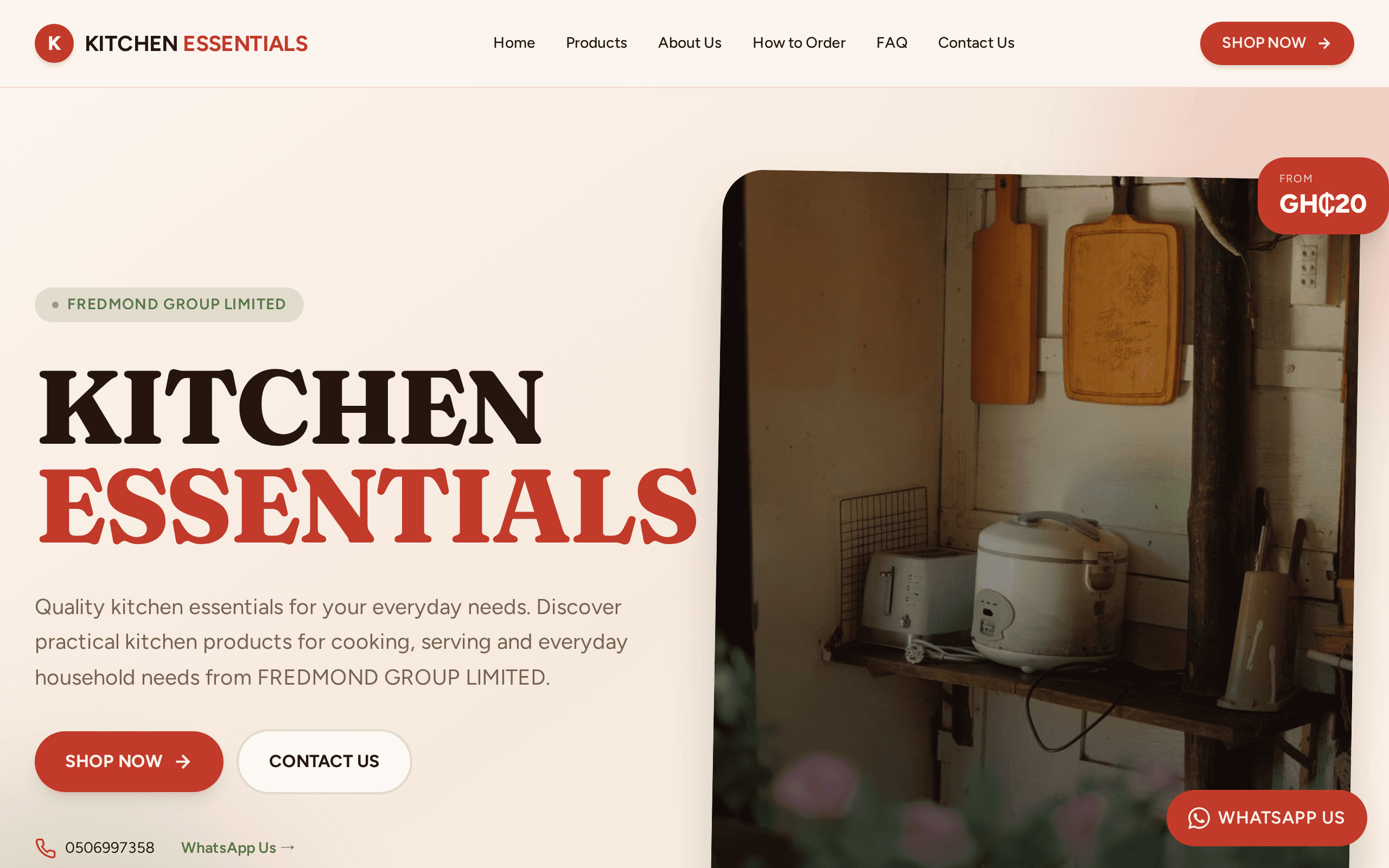 Practical kitchen essentials for everyday Ghanaian homes, curated by Fredmond Group.