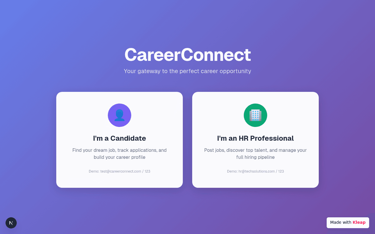 A streamlined gateway connecting job seekers with opportunities and HR professionals with talent.