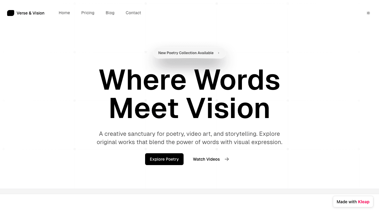 A creative sanctuary blending poetry, video art, and visual storytelling.
