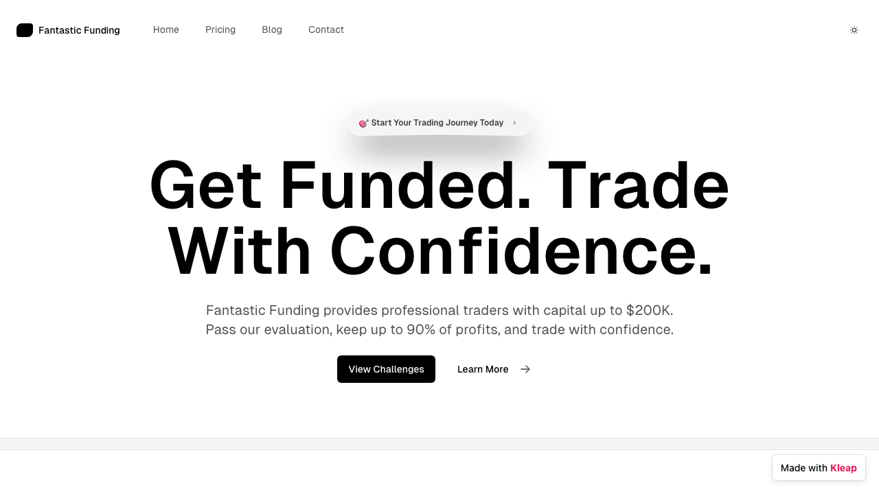 Empowering professional traders with capital and confidence through a clean, modern platform.