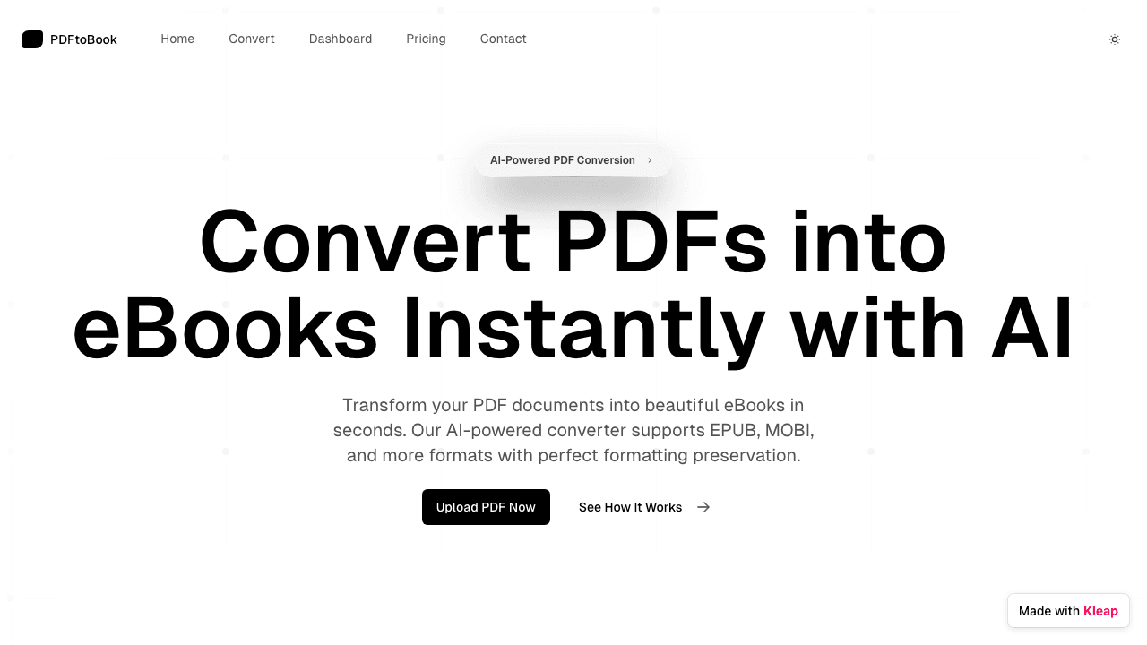 Instantly convert PDFs into perfectly formatted eBooks using AI-powered technology.