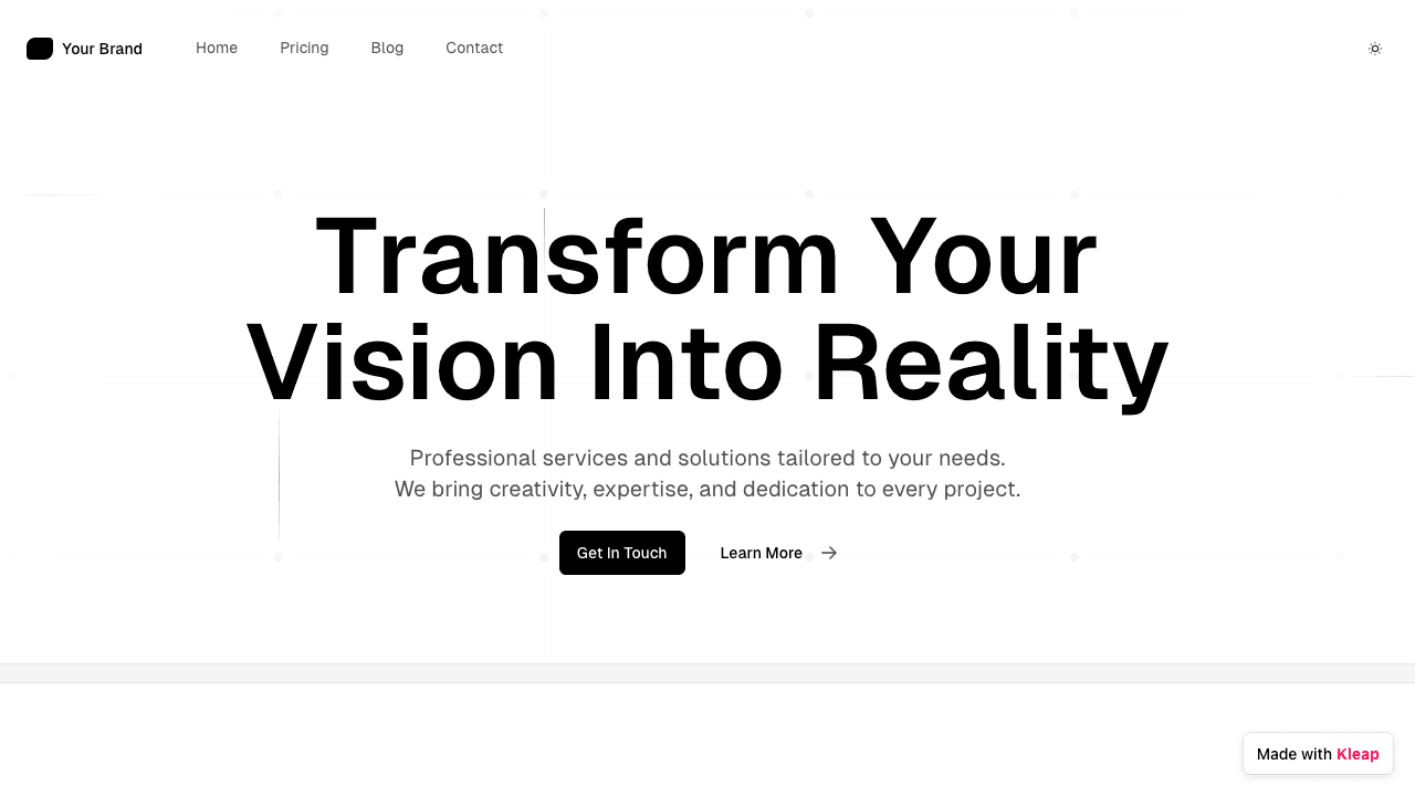A clean, modern agency site designed to transform visions into tangible realities.