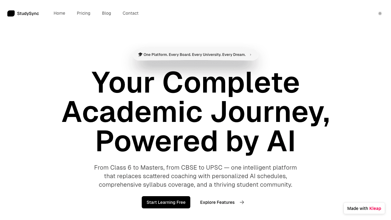 An AI-powered academic platform streamlining the learning journey from school to masters.