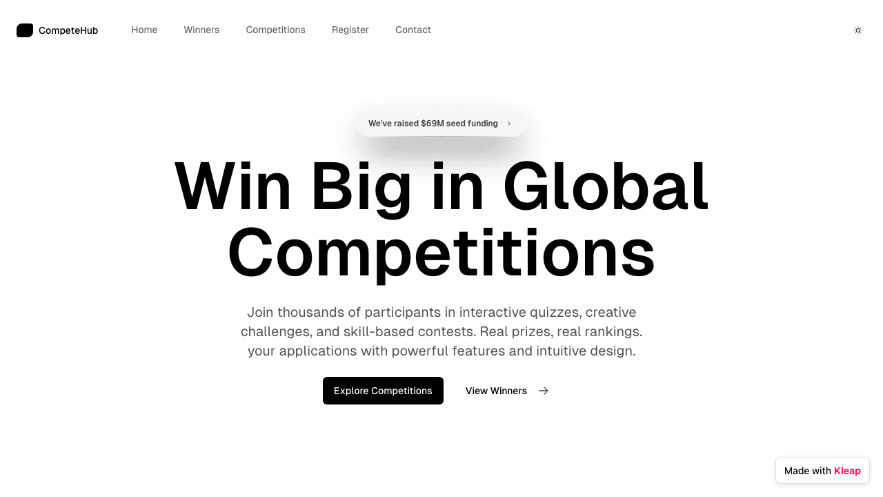 CompeteHub invites users to global competitions with real prizes and powerful features.