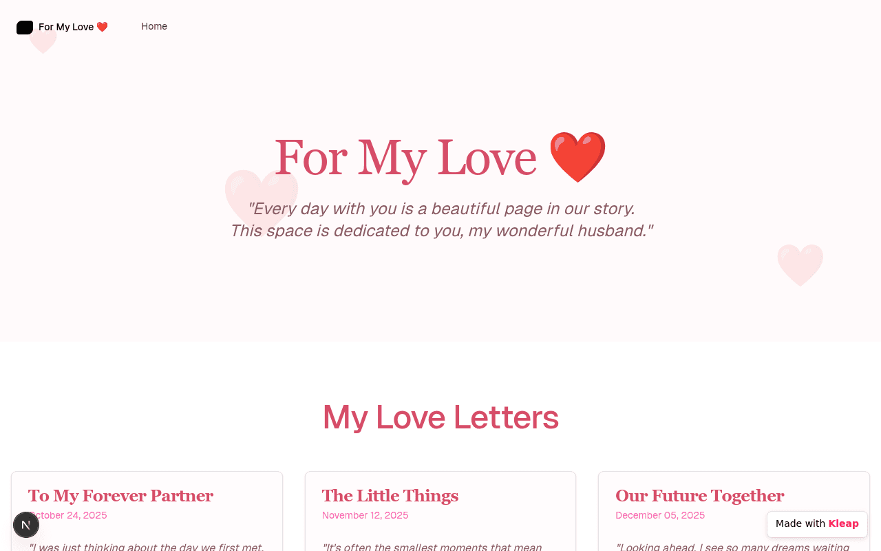 A heartfelt blog dedicated to romantic musings and personal reflections.