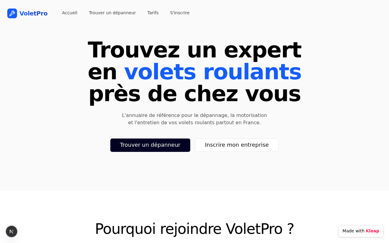 VoletPro - annuaire des pros du volet