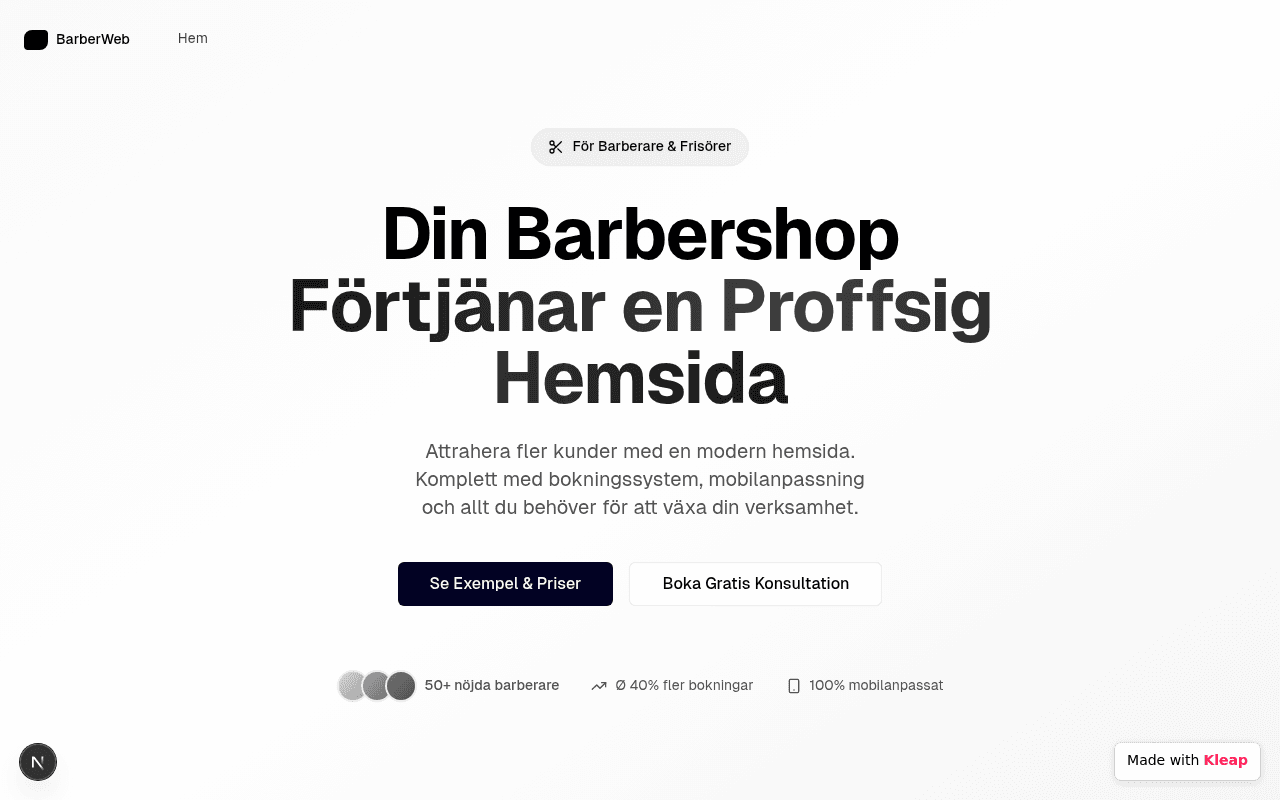 A clear, professional web presence for barbershops and salons, designed to attract clients.