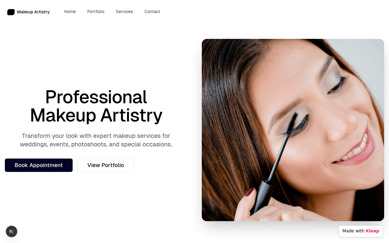 Showcasing expert makeup artistry with elegant design and clear calls to action.