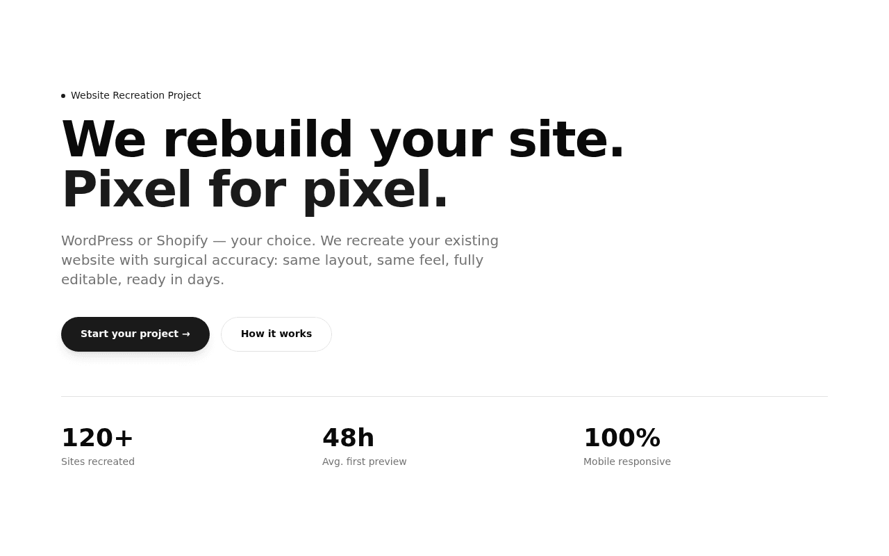 Shopify Website Recreation