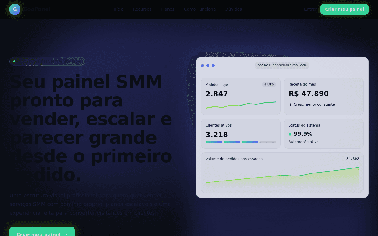 vendas para um saas de painel smm