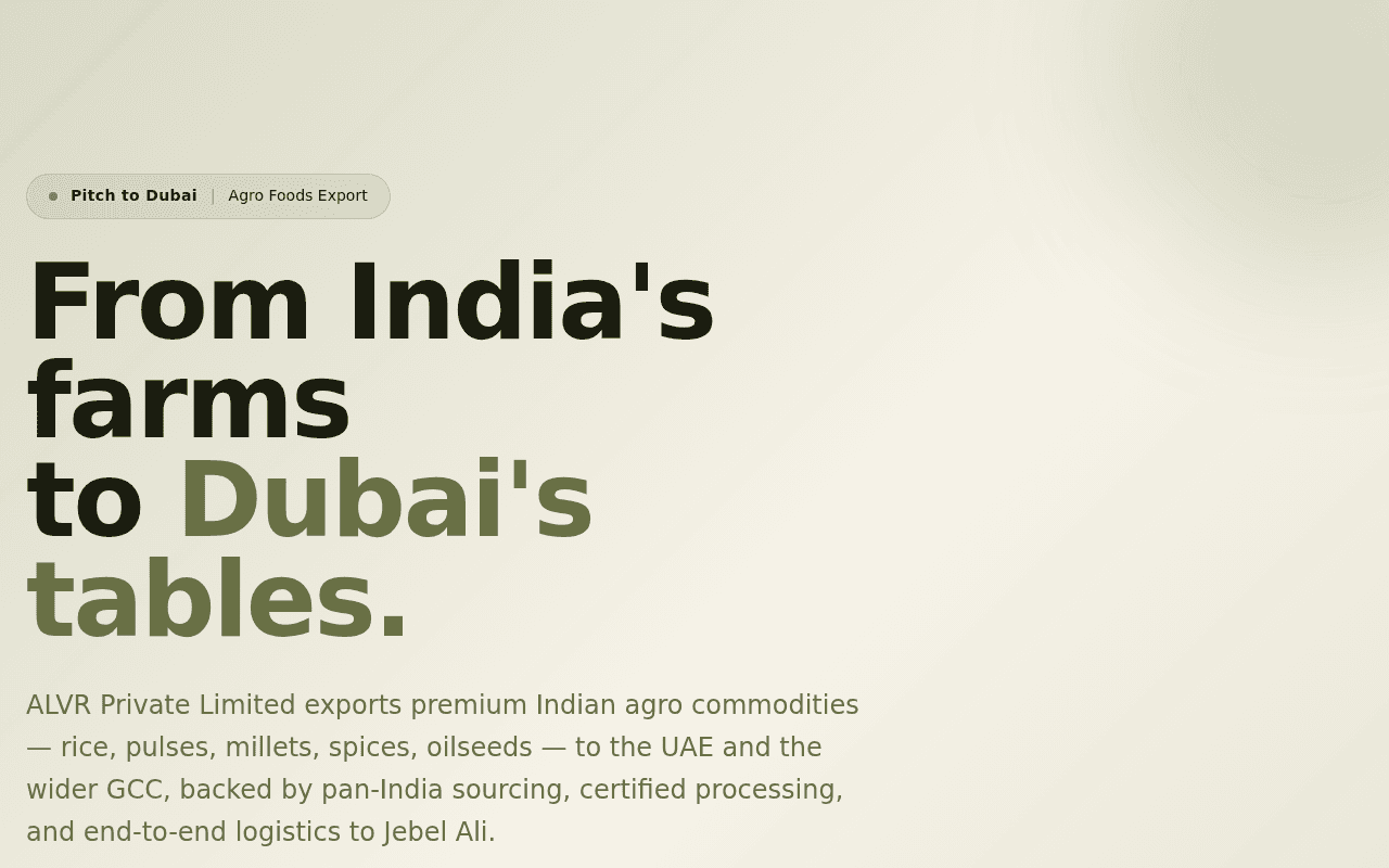 Agriculture Foods Export Pitch