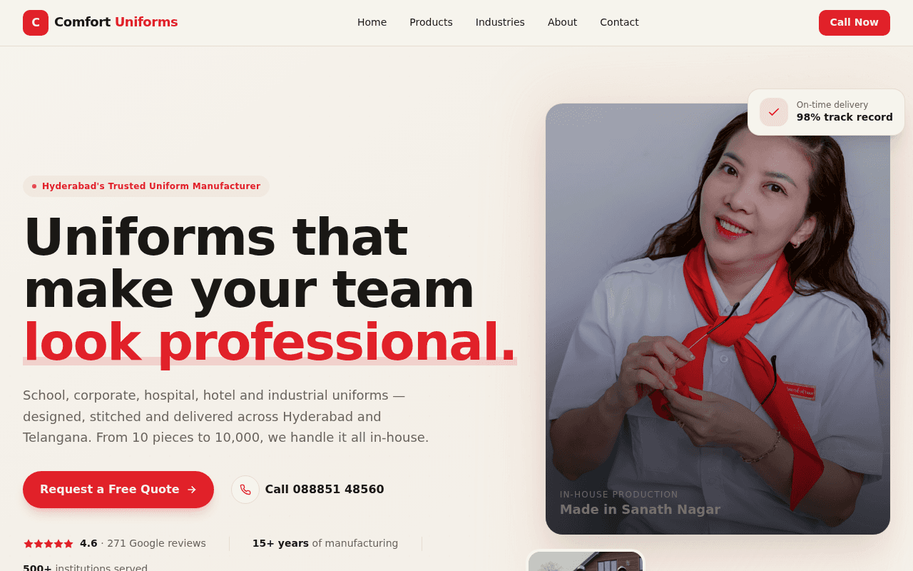Comfort Uniforms Hyderabad