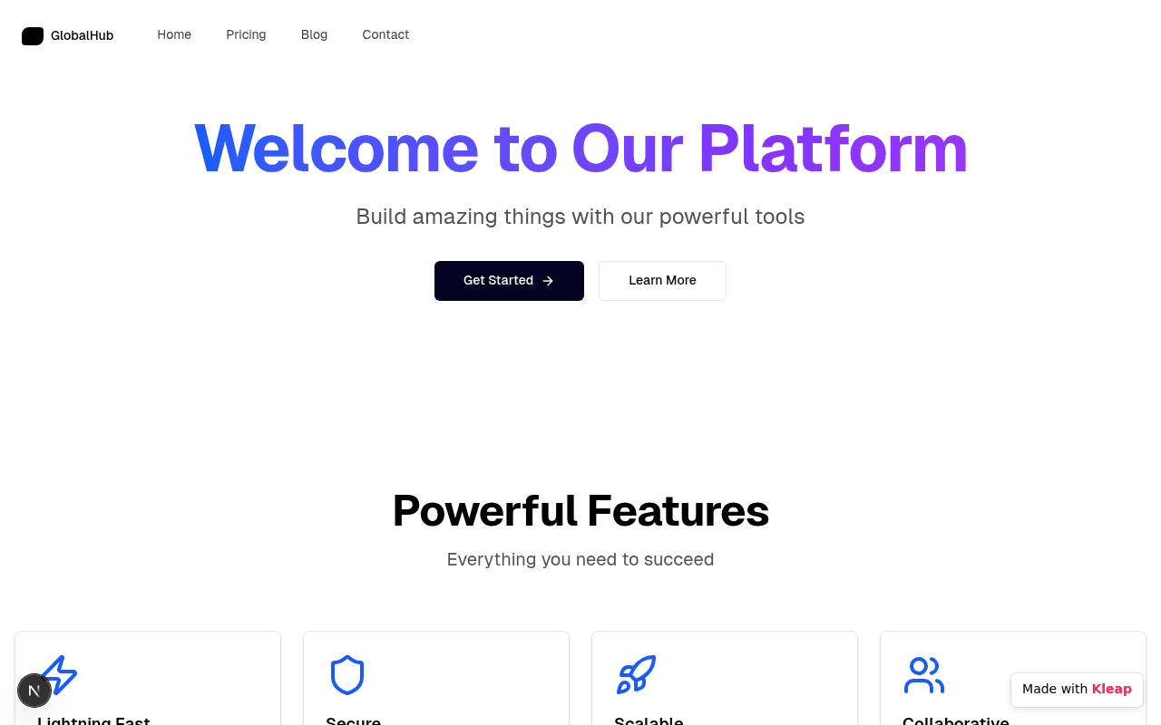A Clean SaaS platform homepage, designed for clarity and user-friendly navigation.