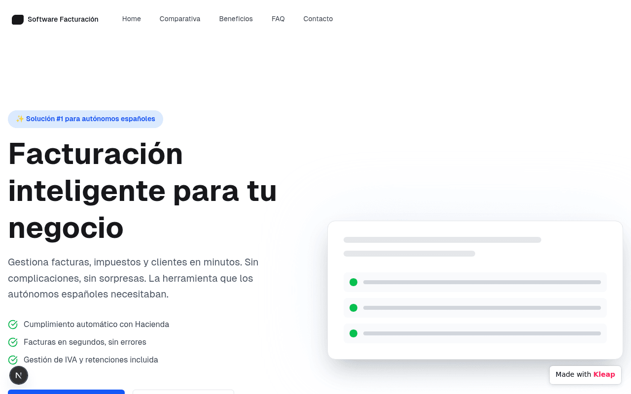 Intelligent invoicing software engineered for Spanish freelancers to simplify their finances.