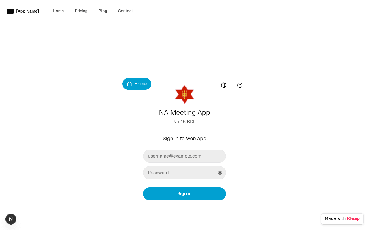A utilitarian login portal designed for an internal meeting application.