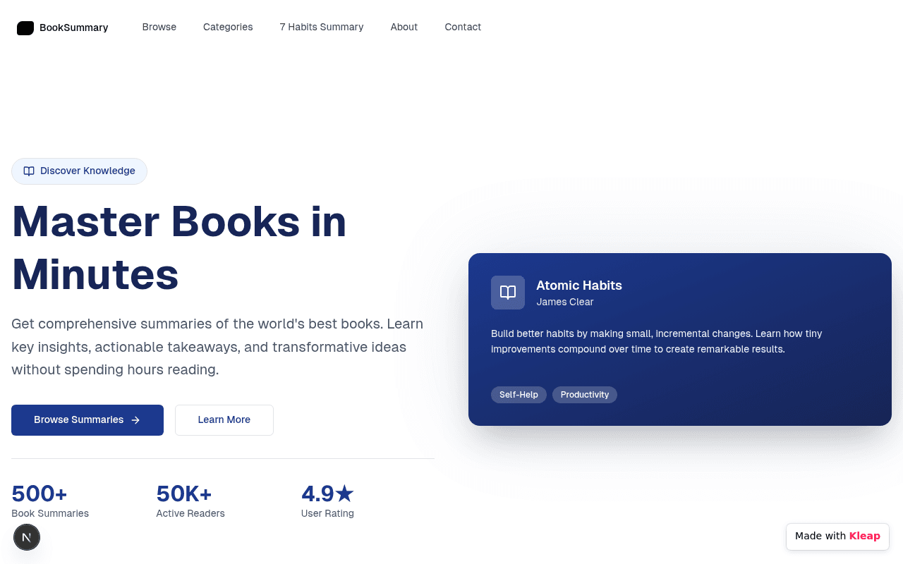 Get comprehensive book summaries and quickly learn key insights from top non-fiction.