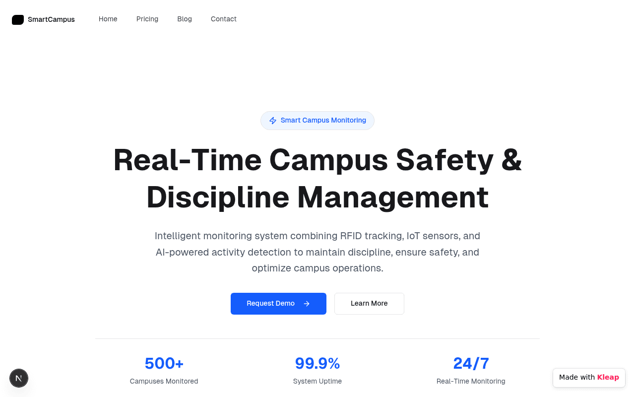 Intelligent monitoring system for real-time campus safety and discipline management.