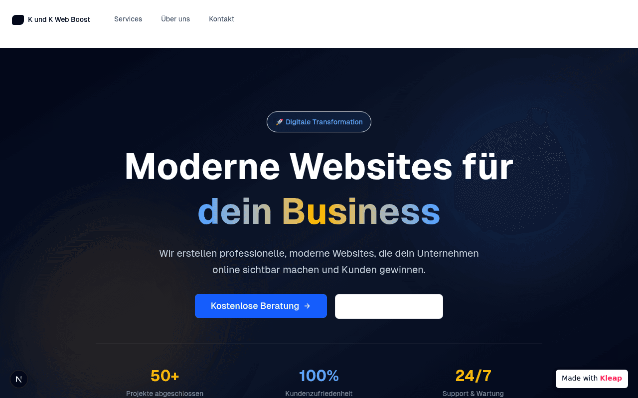 Modern web agency site that transforms businesses with professional, visible online presences.