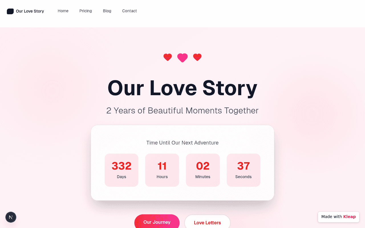 A sweet, personalized countdown to a couple's next romantic adventure.