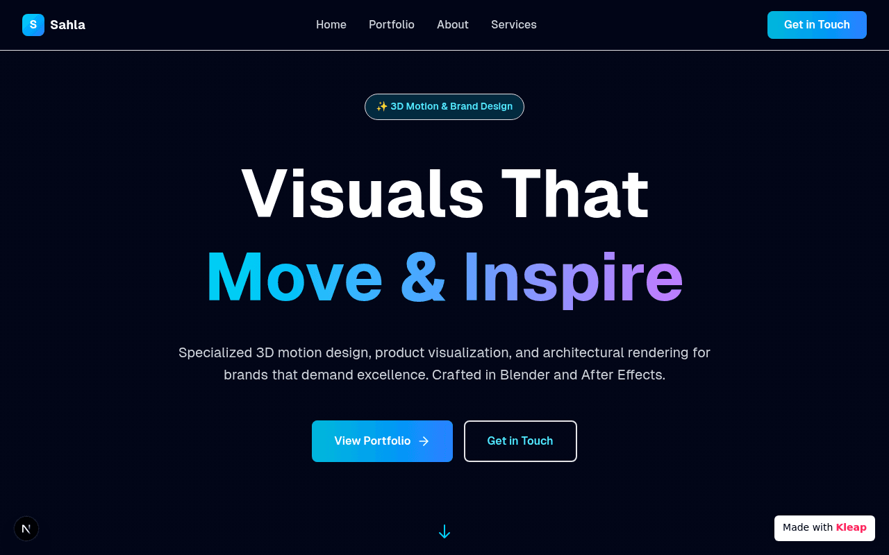A studio showcasing specialized 3D motion and brand design that moves and inspires.