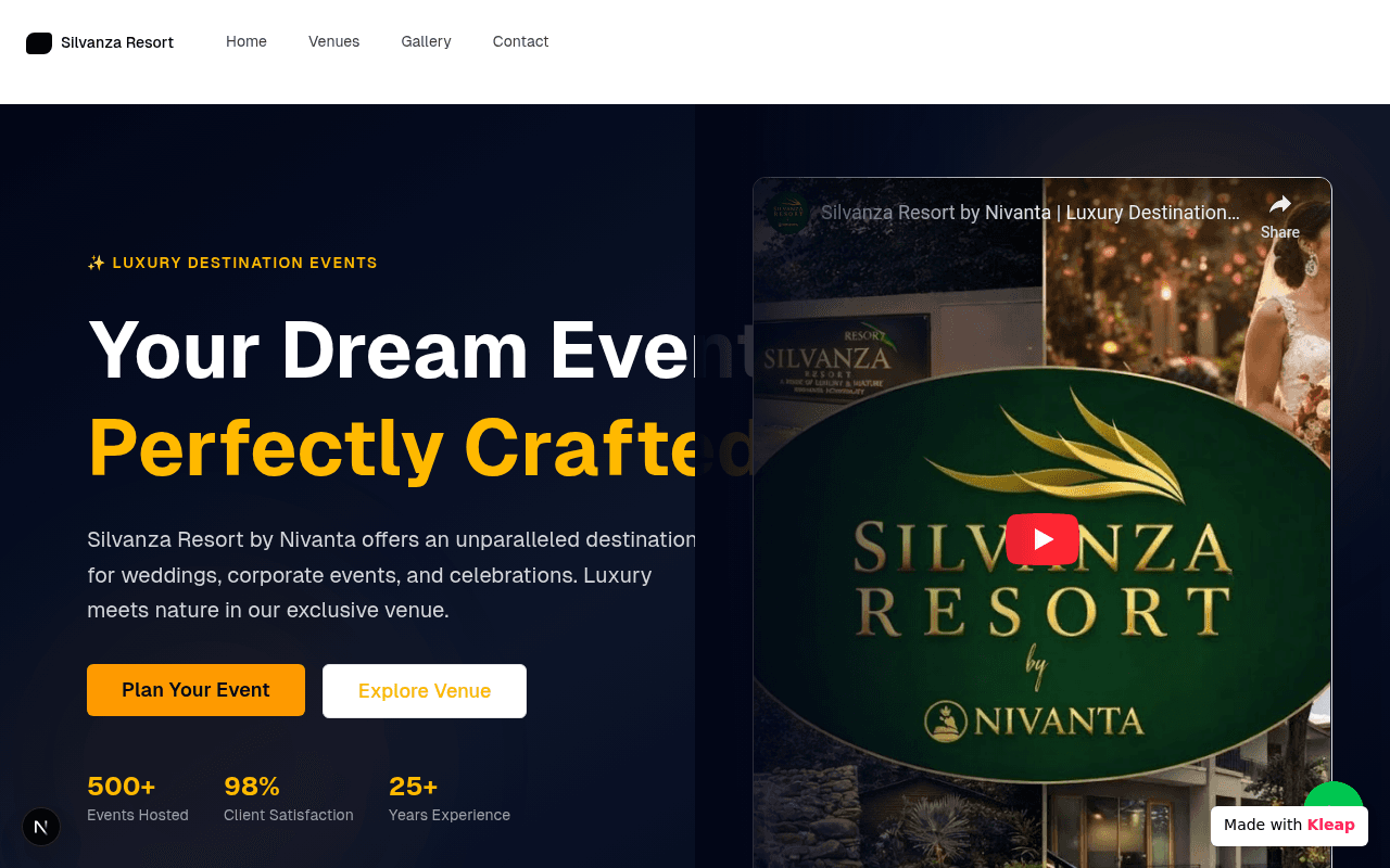 Craft unforgettable luxury events surrounded by nature's elegance.