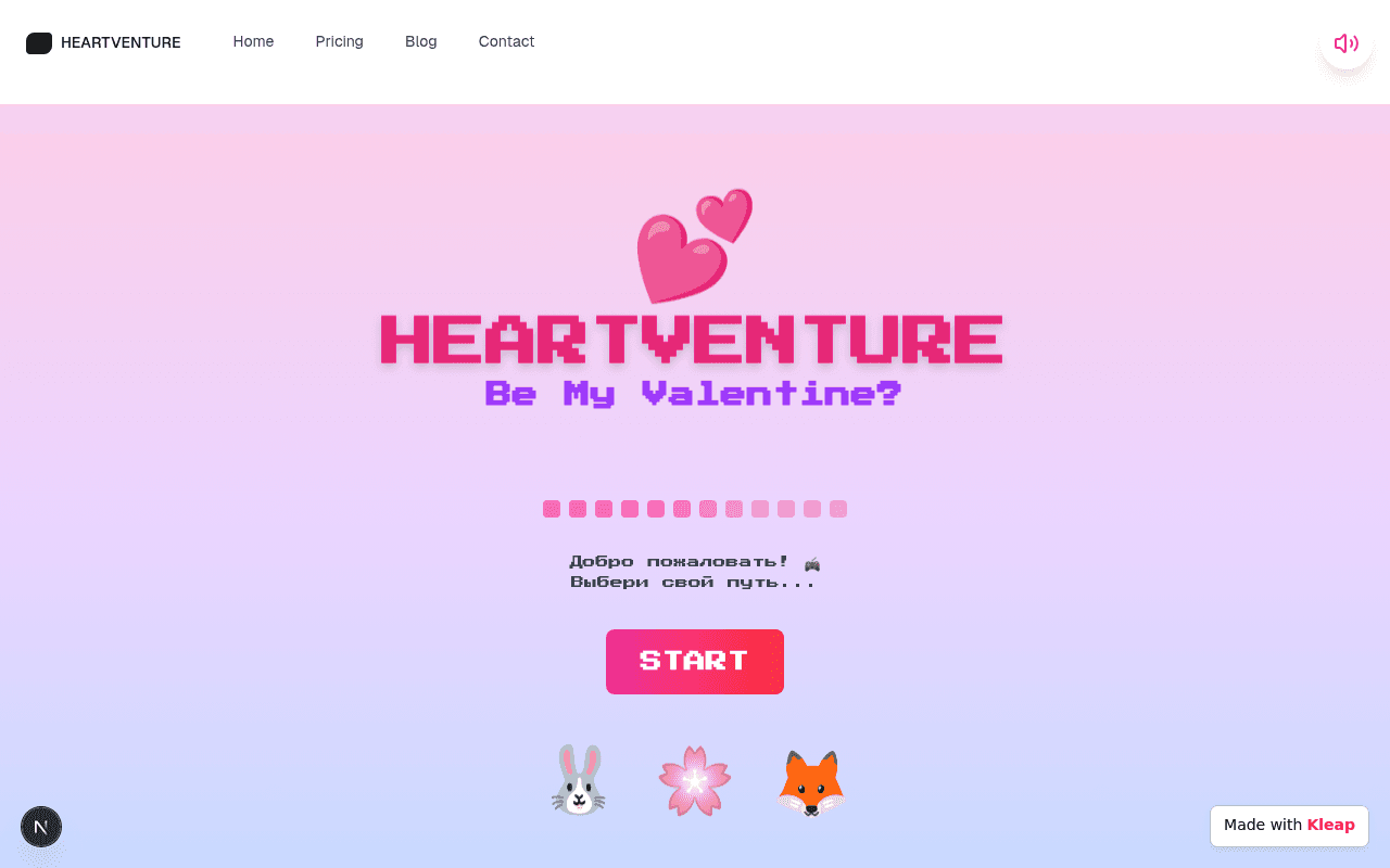 A retro-inspired Valentine's game invites users to embark on a pixelated quest for love.