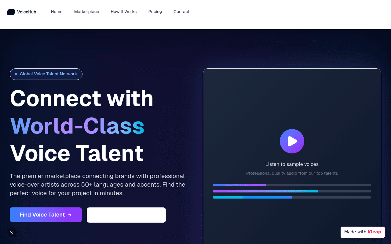 Connect with an expansive network of professional voice talent for any project.