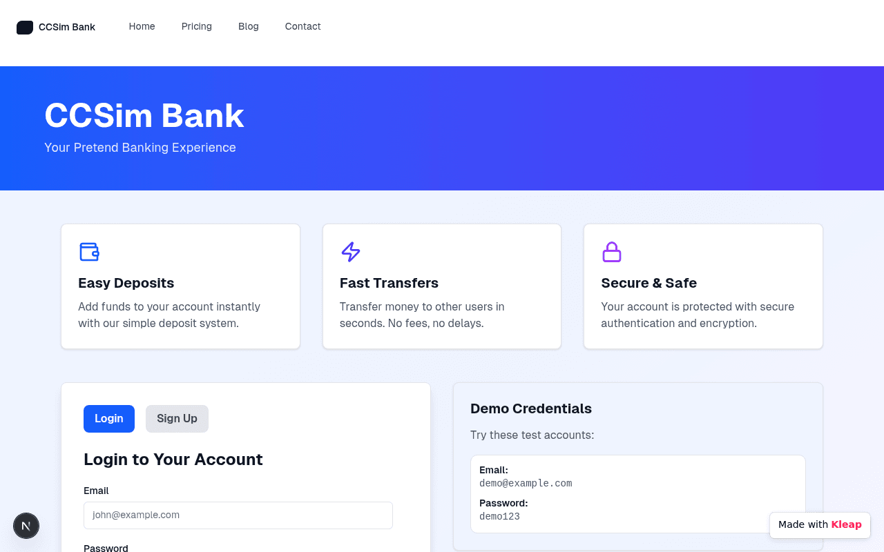 A clean, modern banking experience blending intuitive design with essential financial tools.