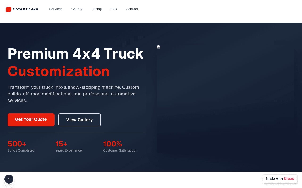 Elevate your vehicle with custom 4x4 builds and professional automotive services.