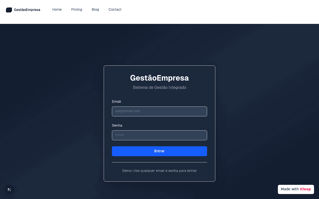 A clean, dark-themed login page for an integrated management system.