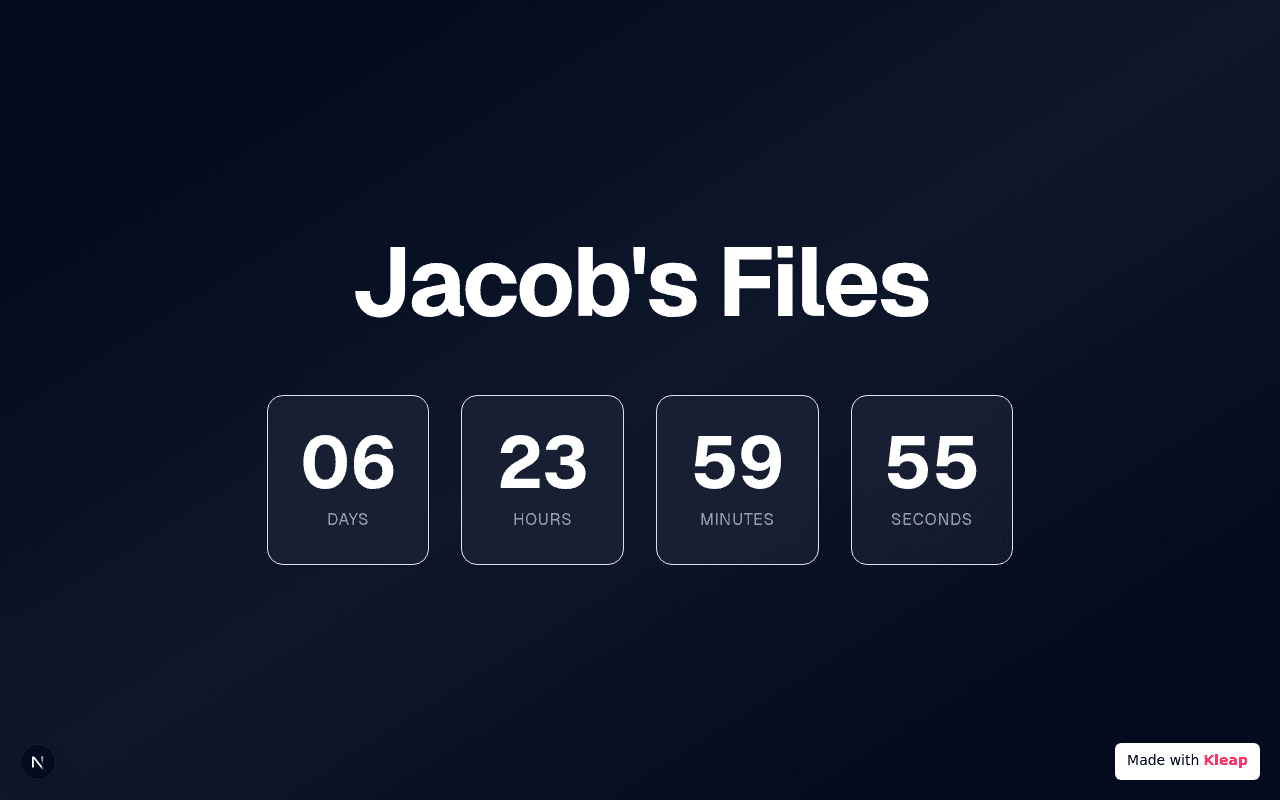 A clean, dark-themed countdown timer displaying days, hours, minutes, and seconds.