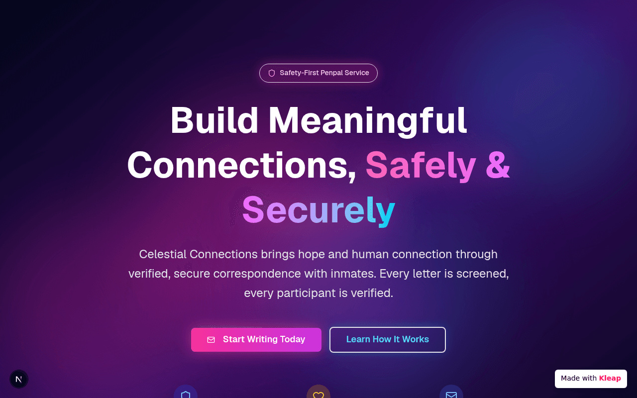 Forge secure penpal connections with inmates, fostering hope through verified correspondence.