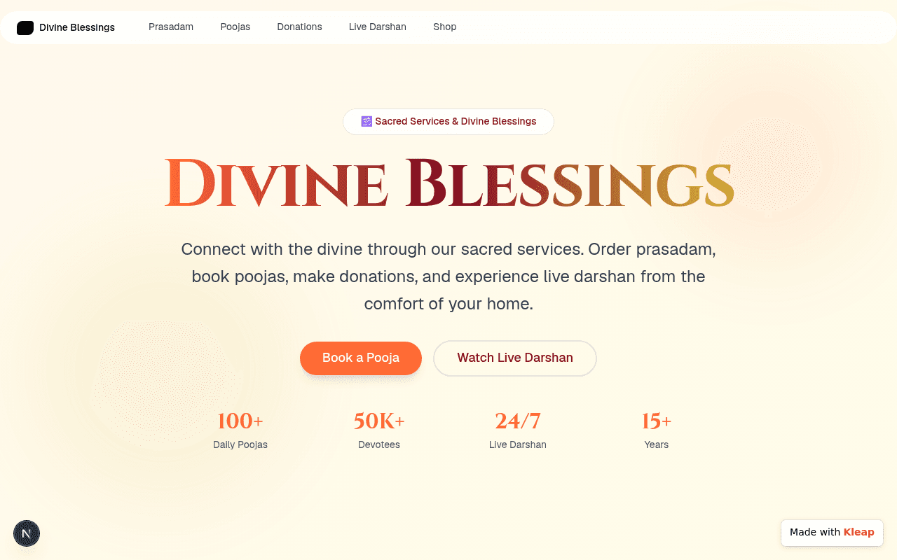 Connect with the divine through sacred services and live darshan, all from home.