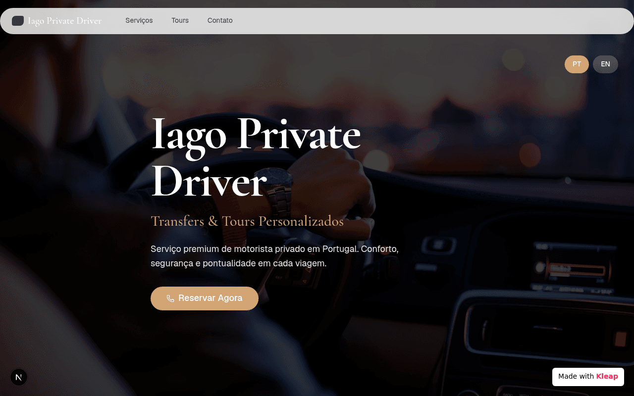 A sophisticated online presence for an exclusive private driver service in Portugal.