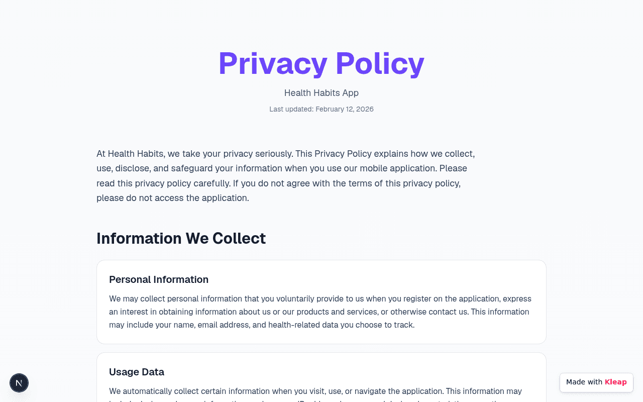 A clean, concise privacy policy ensuring user data is handled with utmost care.