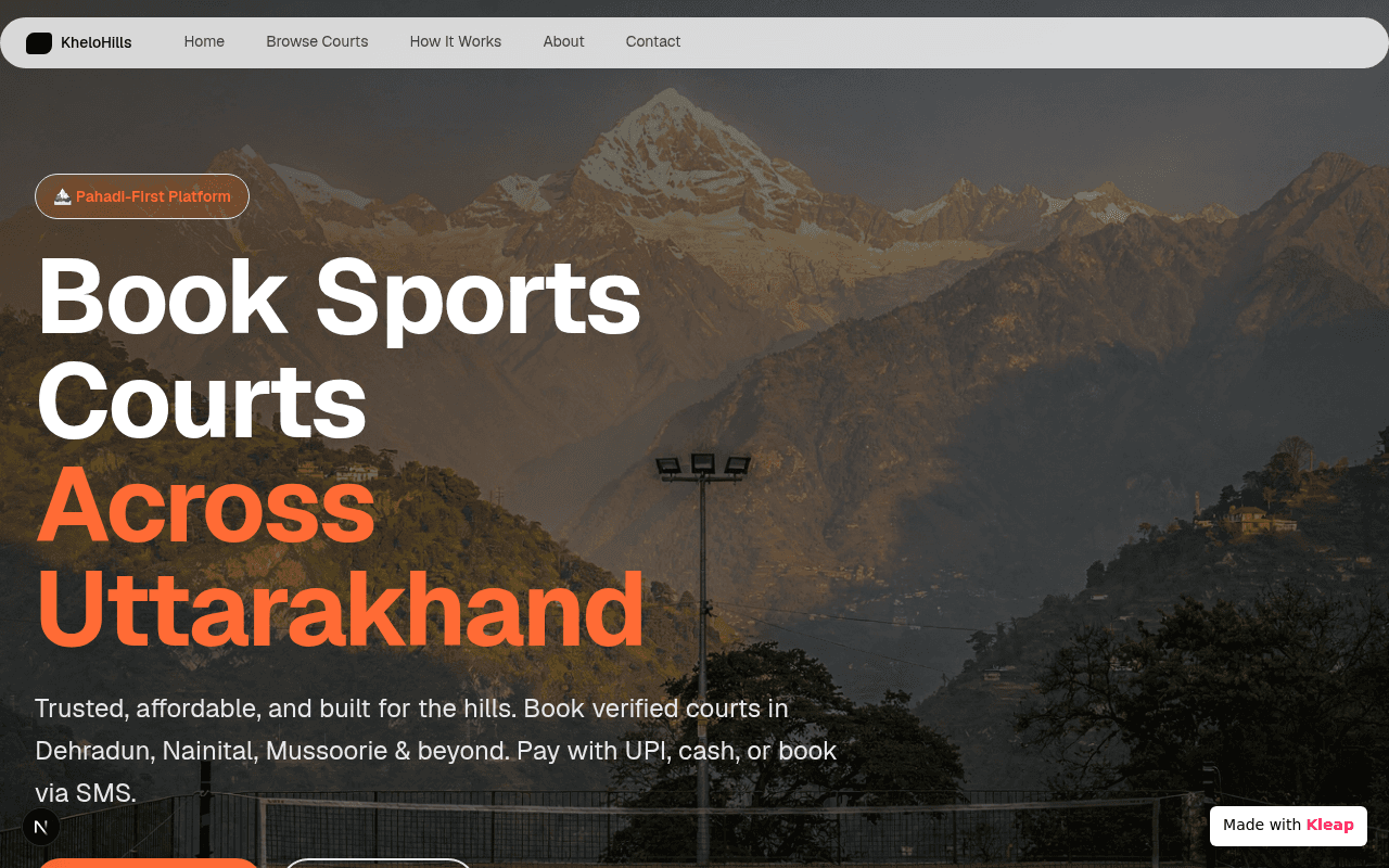 Discover and book sports courts amidst the stunning landscapes of Uttarakhand.