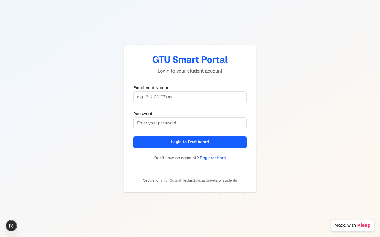A clean student login portal simplifying access to educational resources.
