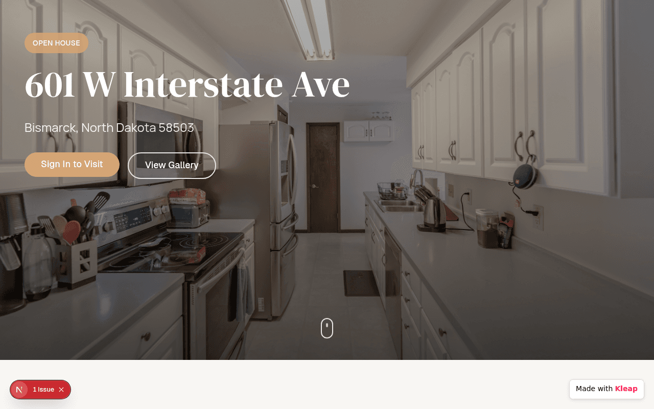 A clean, inviting page for a property listing, focusing on visual appeal and easy navigation.