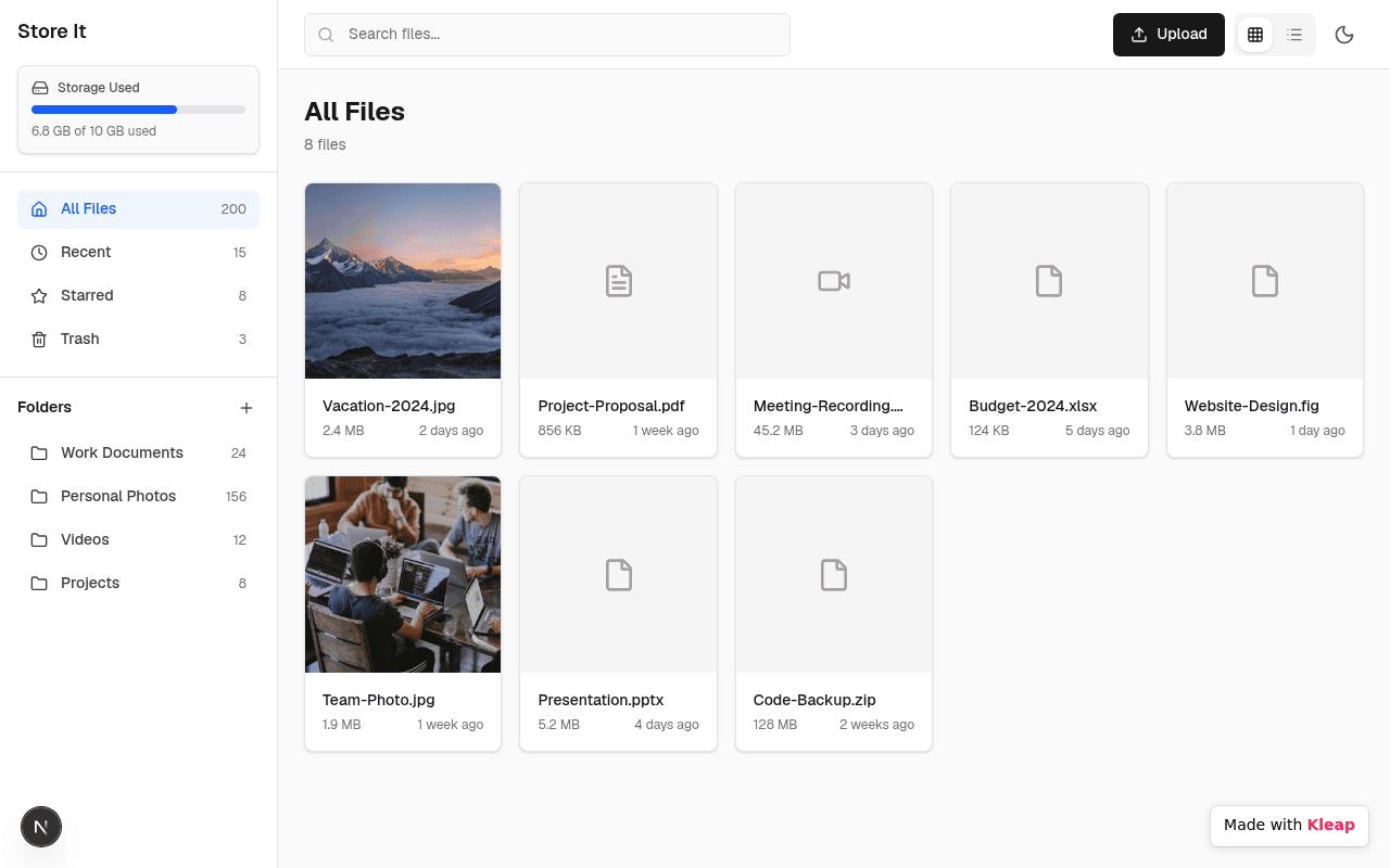Manage all your files with ease through a clean and intuitive cloud storage interface.