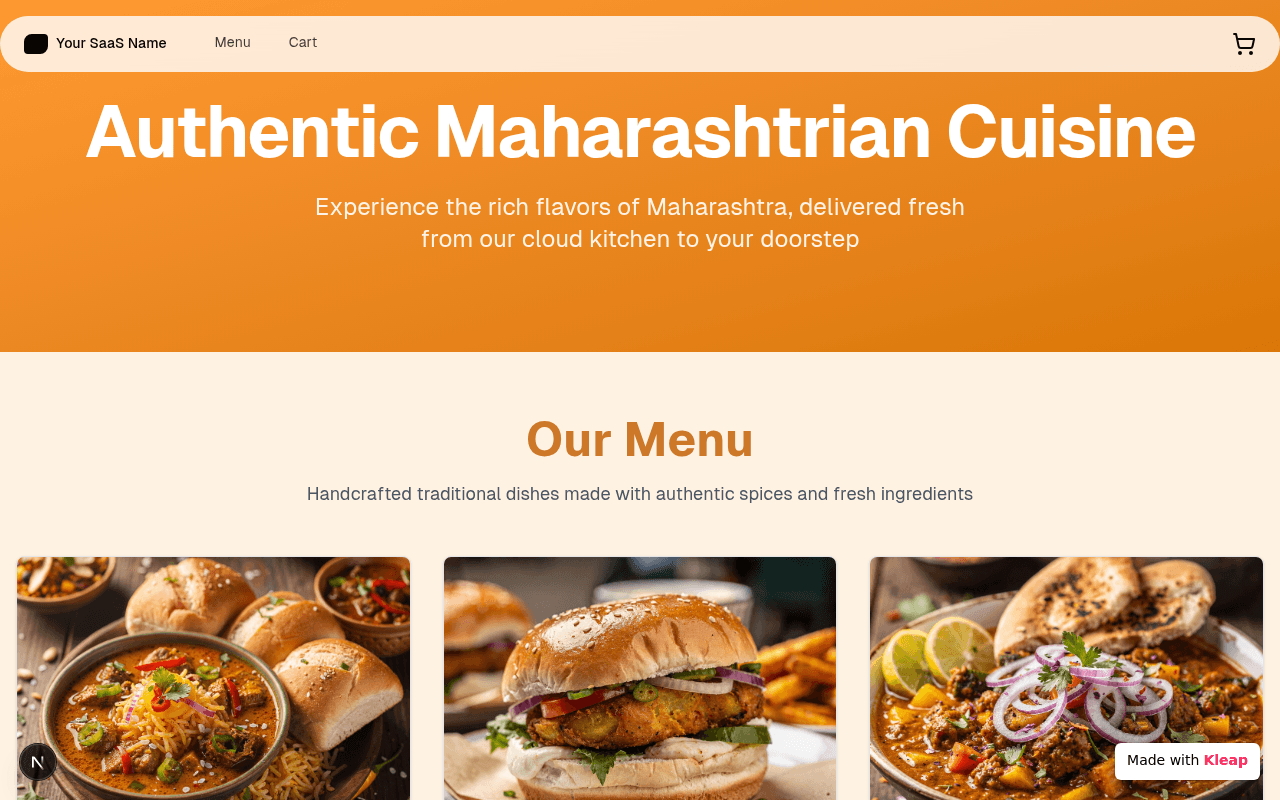 A cloud kitchen experience bringing rich Maharashtrian flavors fresh to your door.