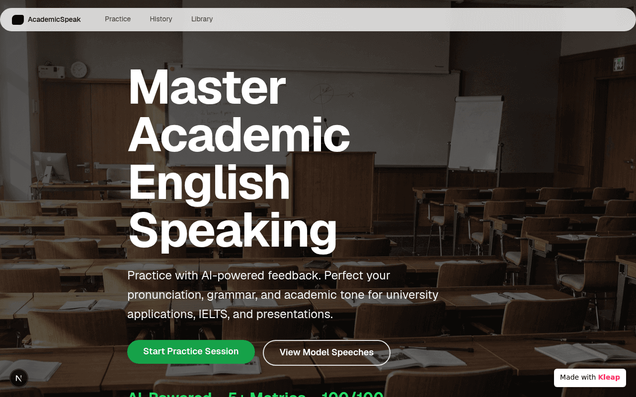 Master academic English with AI-powered feedback for university success.
