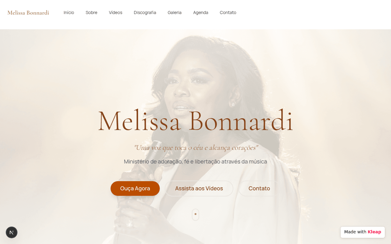 A warm and inviting portfolio for a faith-based musician, sharing her message through music.