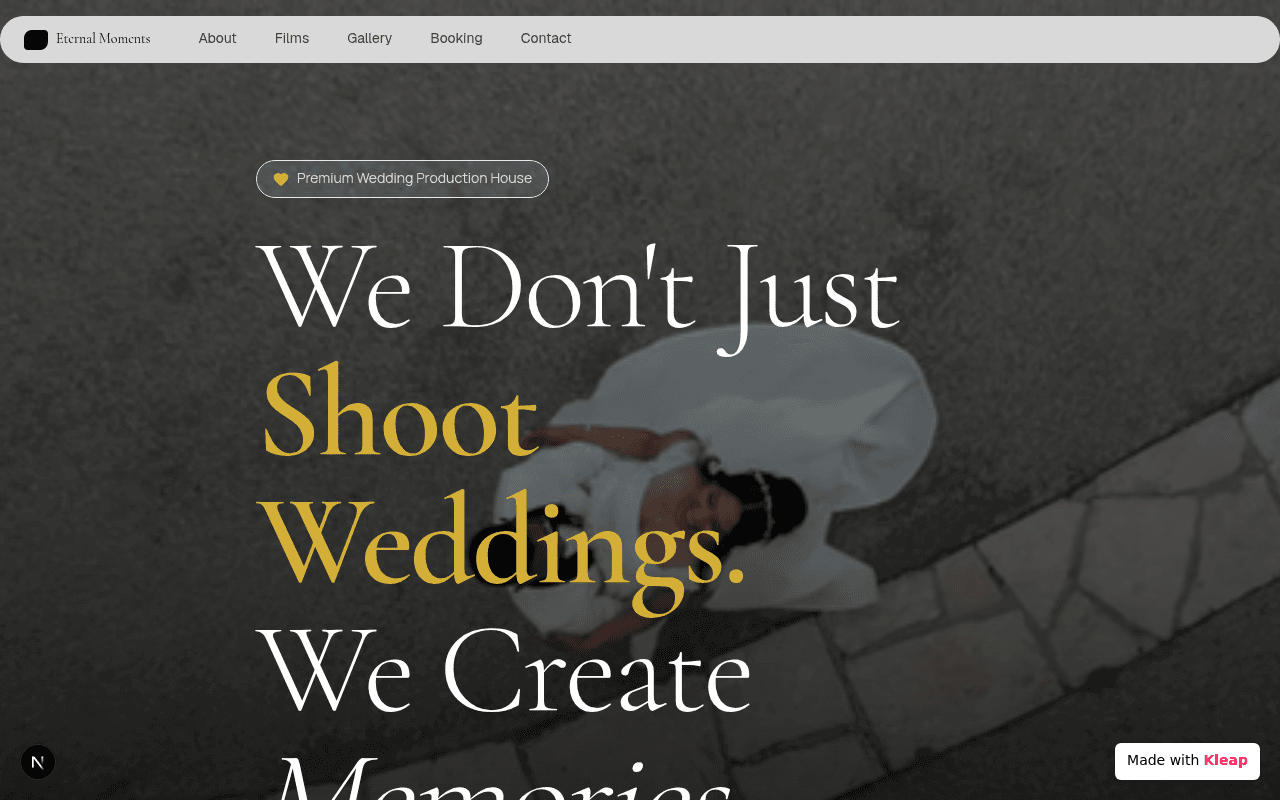 A wedding production house showcasing its emotive approach to capturing special days.