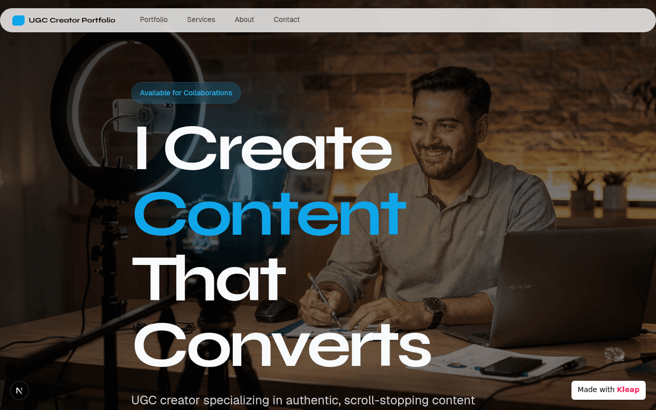 A creator's portfolio showcasing an authentic approach to content that drives conversions.