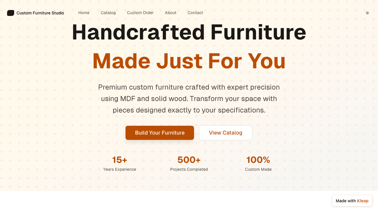 Custom Furniture Studio crafts unique, handcrafted pieces tailored to your exact specifications.