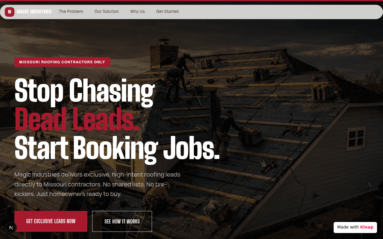 Ignite your roofing business with exclusive, high-intent leads tailored for Missouri contractors.