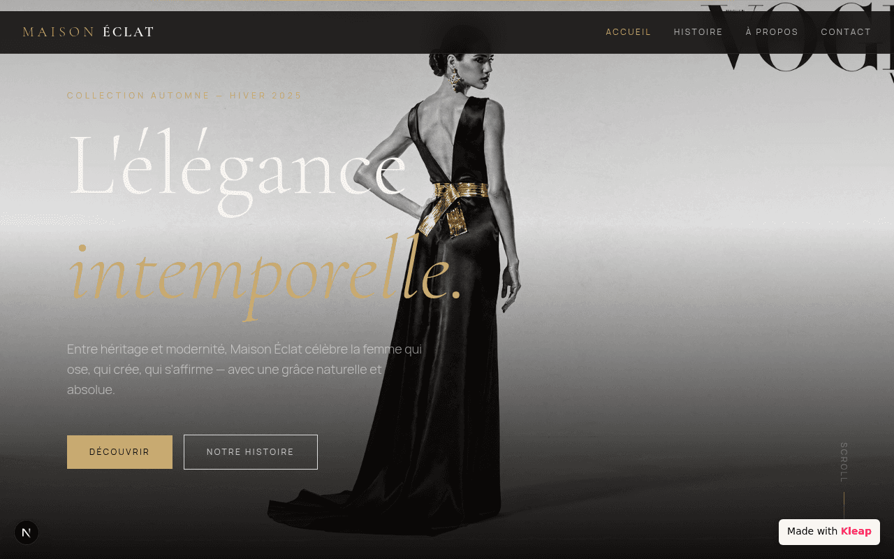 A high-fashion brand unveils timeless elegance with bold, luxurious aesthetics.
