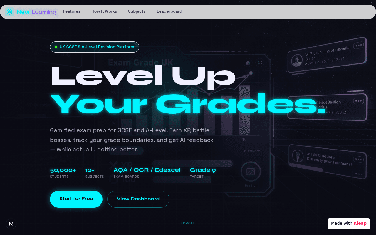 Gamified learning platform turning test prep into an engaging quest for better grades.