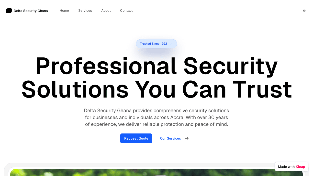Presents professional security solutions for peace of mind across Ghana, built on trust.